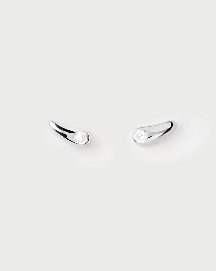 Elegant Serena Stud Silver Earrings with Zirconia – Dainty 925 Sterling Silver