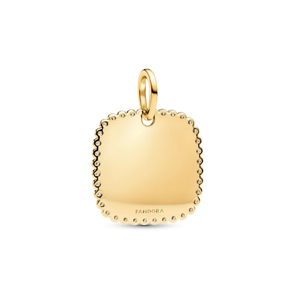 14K Gold-Plated Engravable Square with Clear Cubic Zirconia Pendant Necklace image 6
