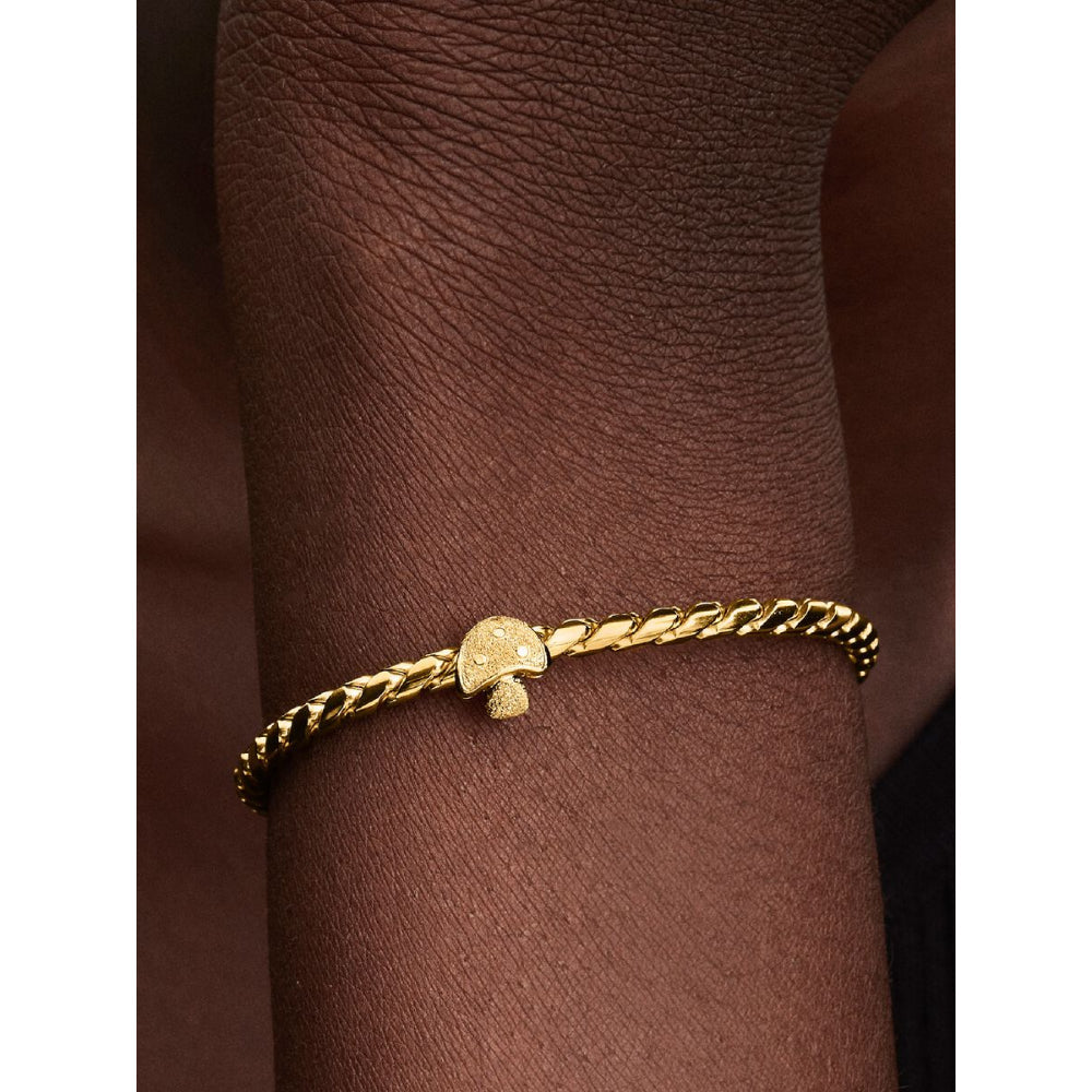 14K Gold-Plated Textured Mushroom Mini Charm image 1