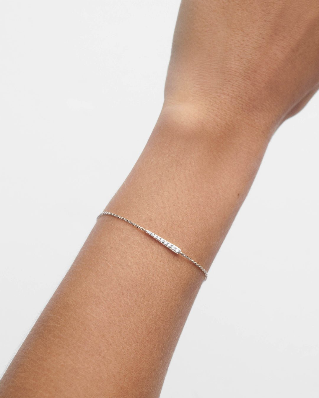 Elegant Olga Silver Bracelet with Dazzling White Cubic Zirconia, Adjustable Fit