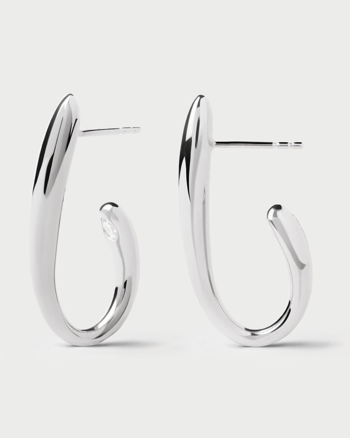 PDPAOLA Volta Silver Hoops: Dazzling Zirconia Statement Earrings for Women