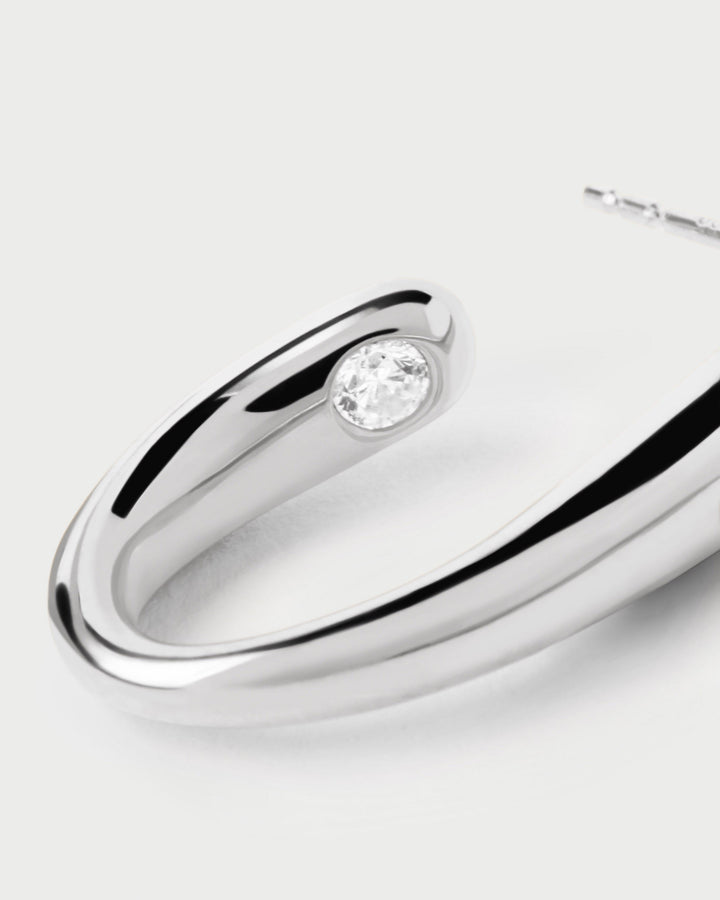 PDPAOLA Volta Silver Hoops: Dazzling Zirconia Statement Earrings for Women