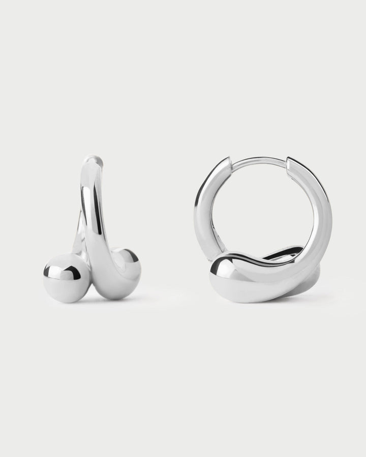 Chic Silver Loop Hoop Earrings - 12mm Diameter, Modern Minimalist Design, Lightweight