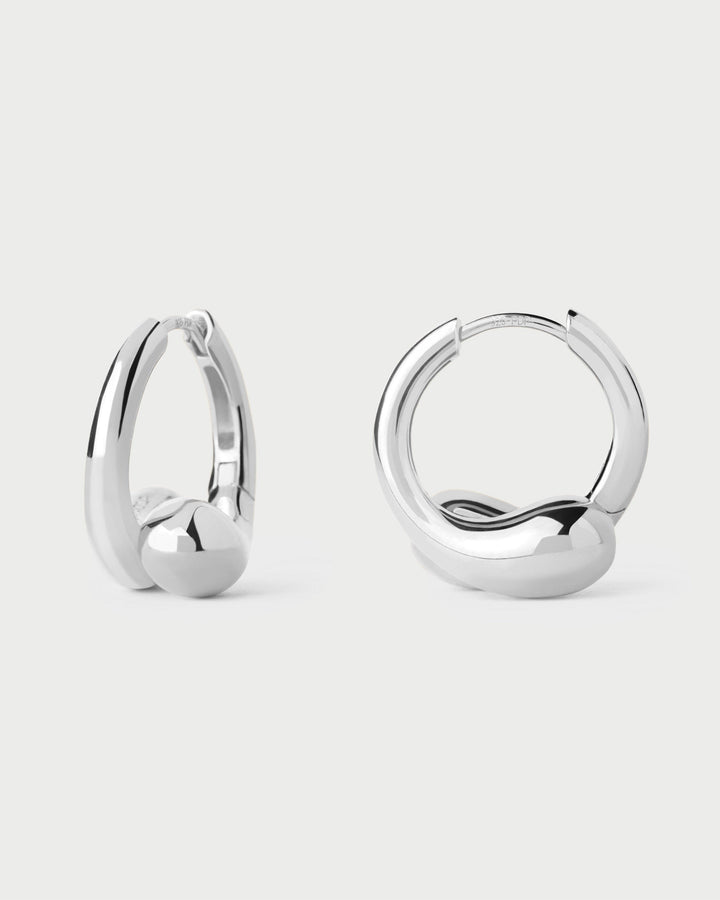 Chic Silver Loop Hoop Earrings - 12mm Diameter, Modern Minimalist Design, Lightweight