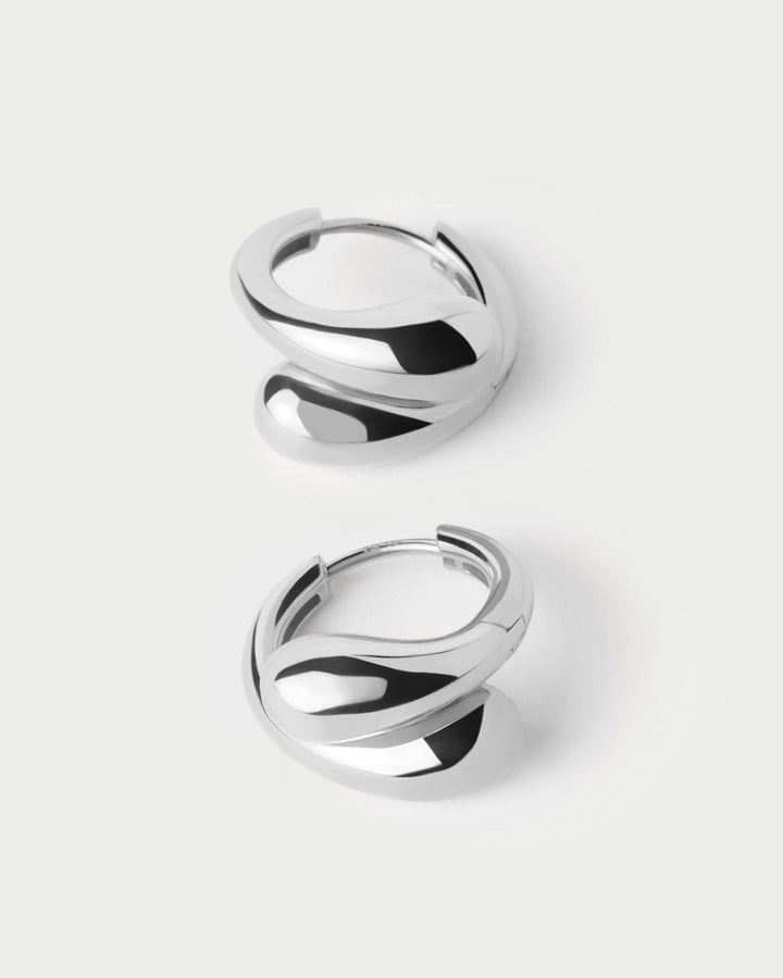 Chic Silver Loop Hoop Earrings - 12mm Diameter, Modern Minimalist Design, Lightweight
