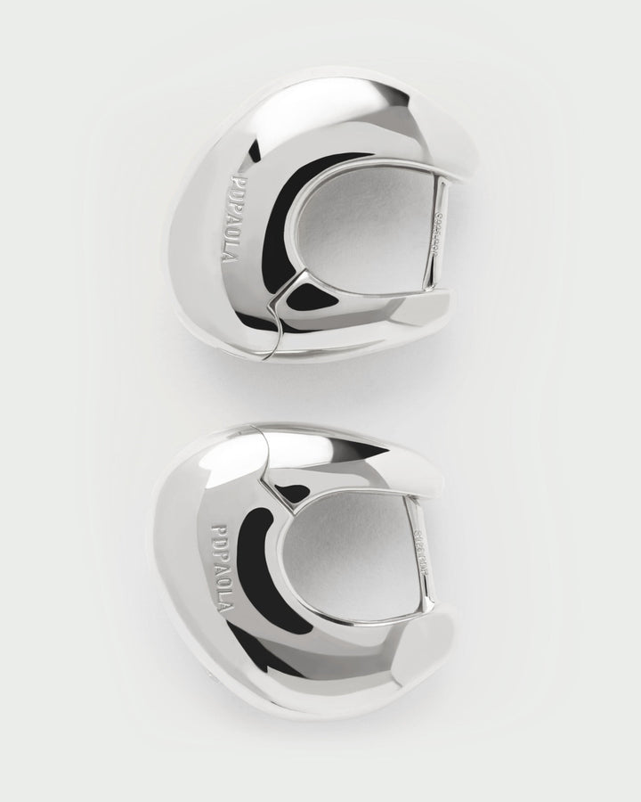 Elegant Wave Silver Hoops: White Zirconia Sterling Silver Stackable Earrings