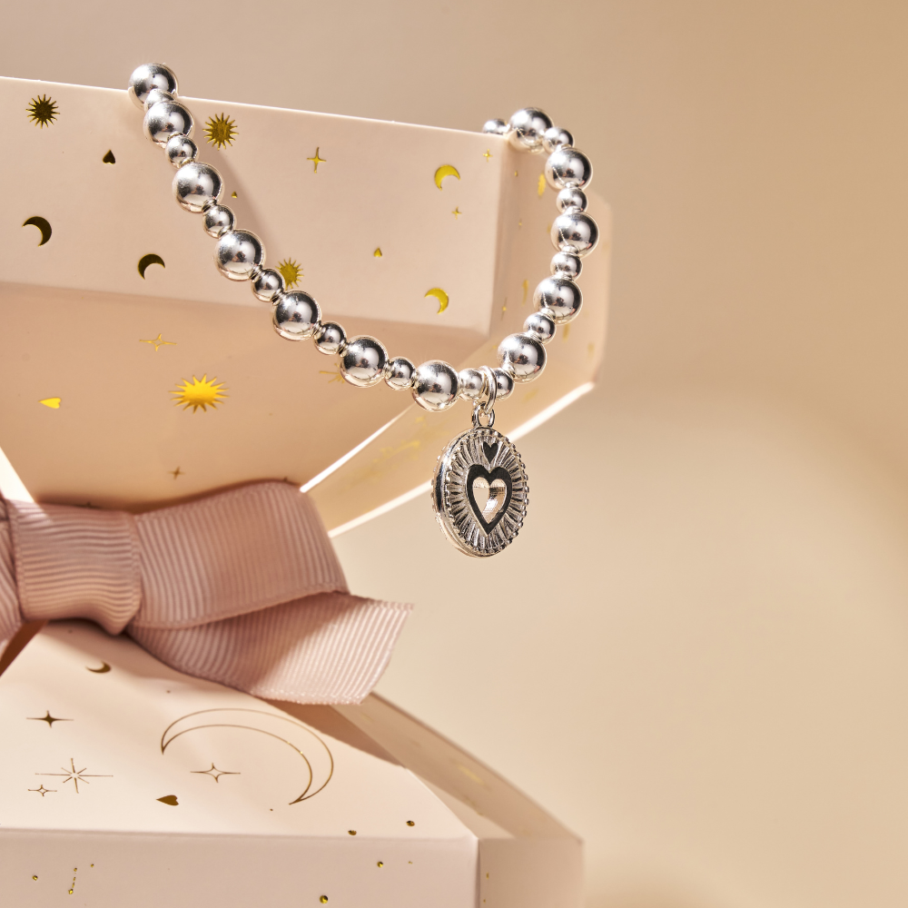 ChloBo Silver Stacking Bracelets Set: Spiritual Charms, Moon, Stars & Heart