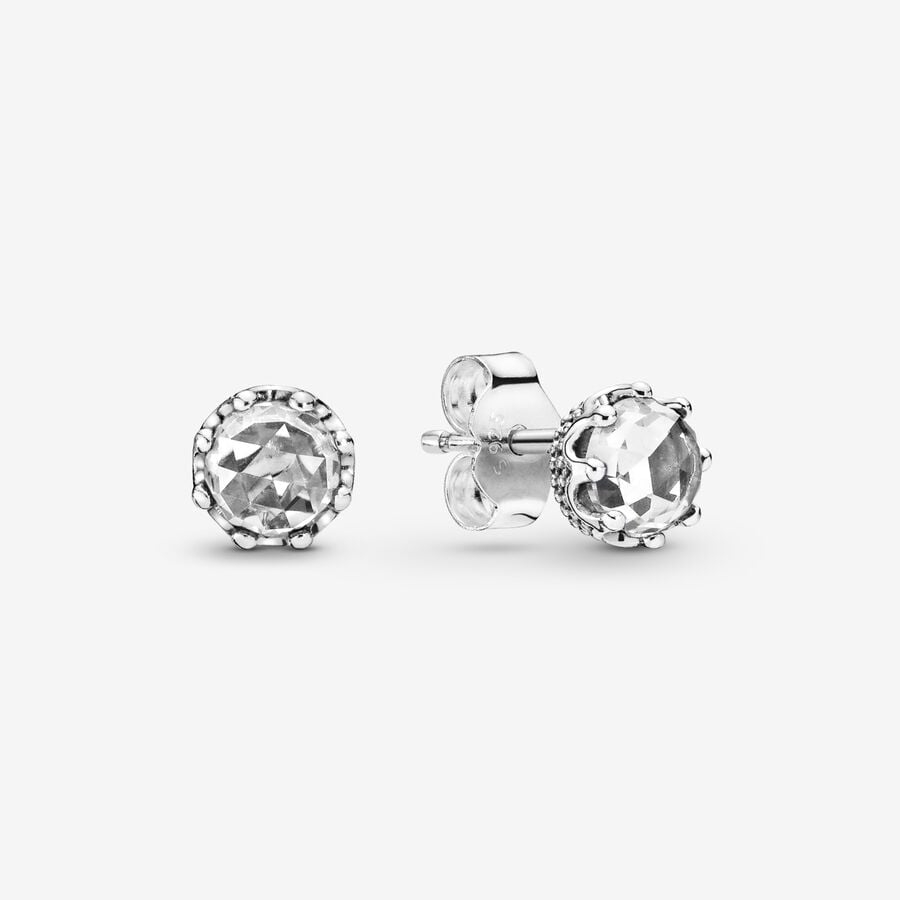 Pandora Silver Clear Sparkling Crown Stud Earrings