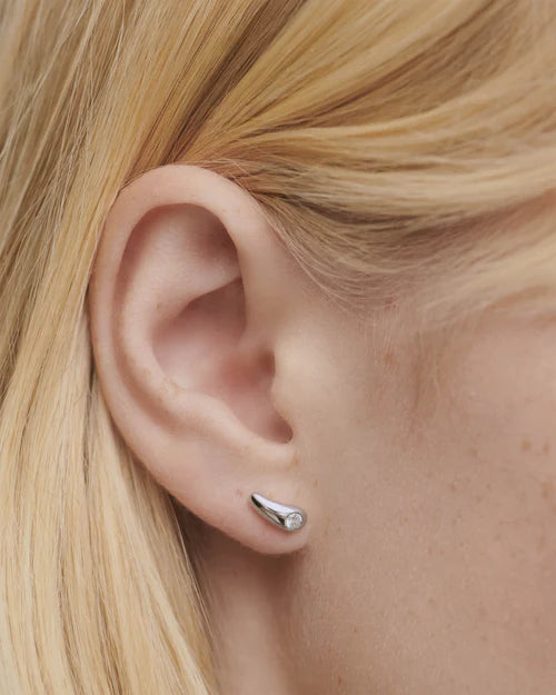 Elegant Serena Stud Silver Earrings with Zirconia – Dainty 925 Sterling Silver