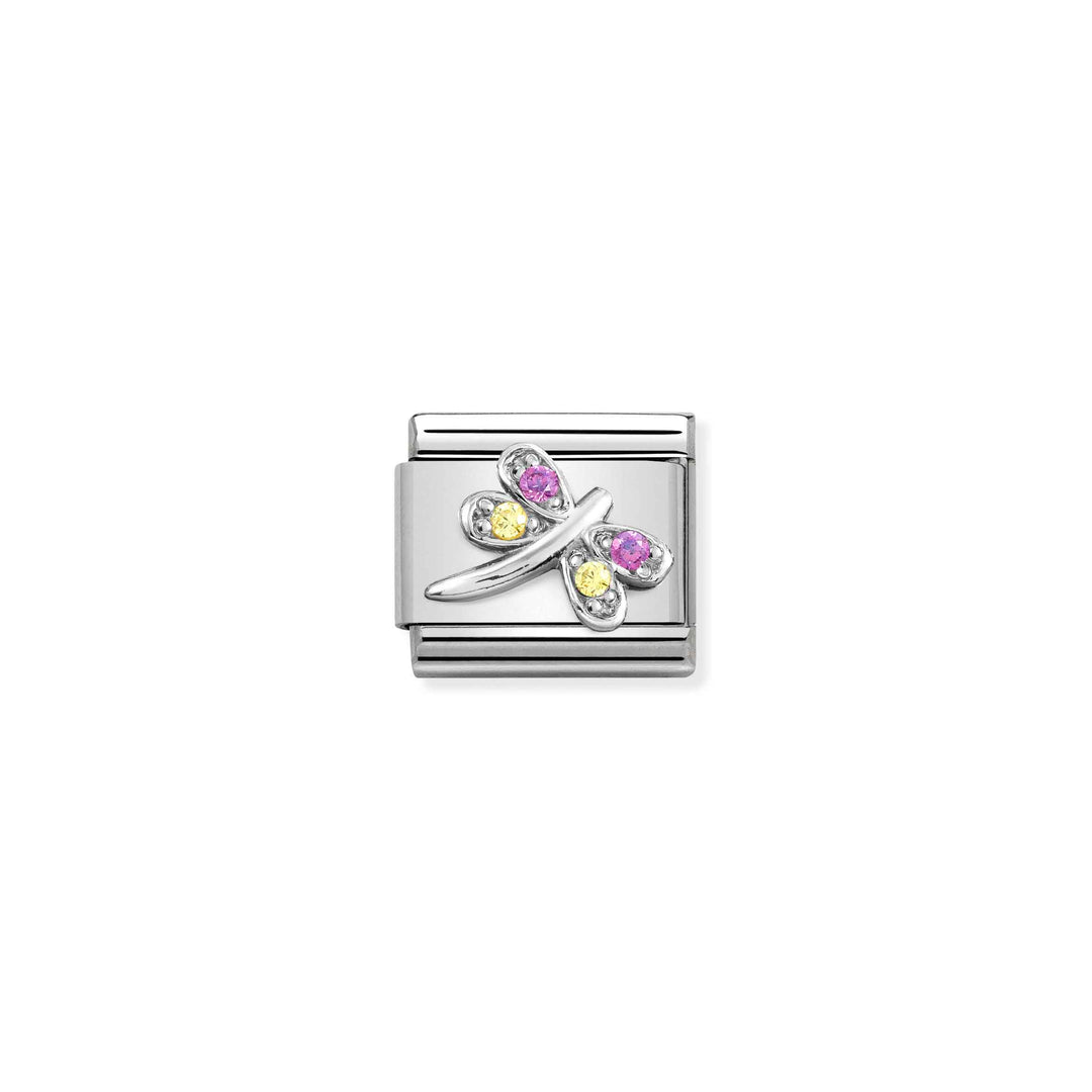 Nomination Silver Yellow and Lilac and Dragonfly Charm