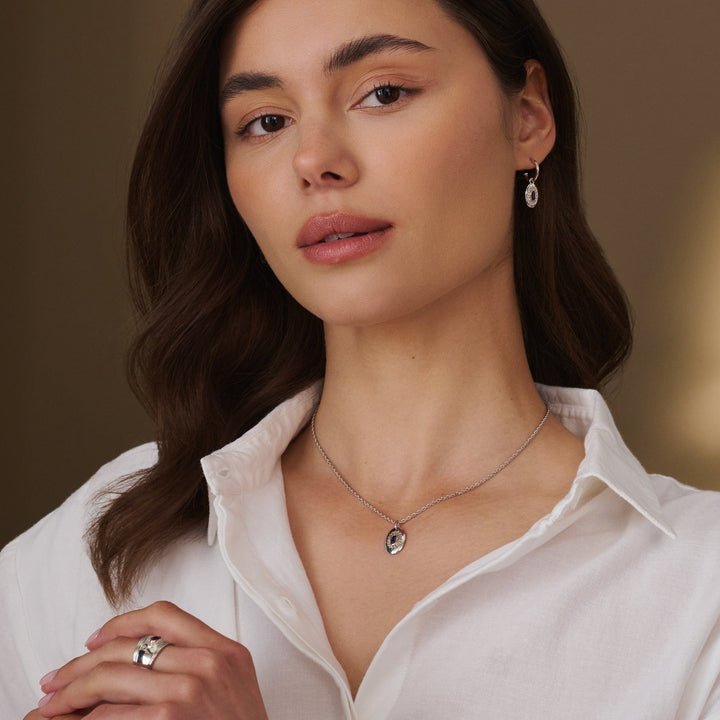 Royal Clogau® Sterling Silver Diana Earrings: Exquisite Sapphires, Topaz, Rare Welsh Gold