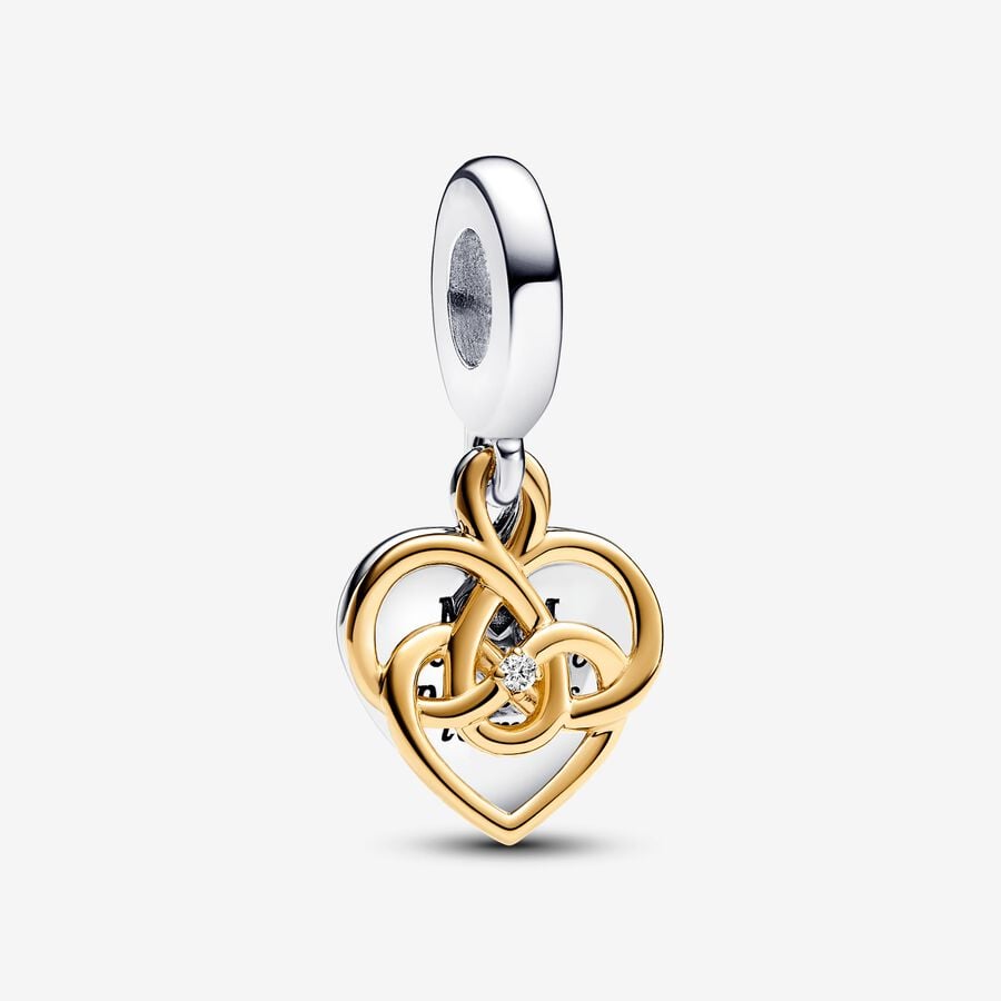 Pandora Gold Diamond Mum Heart Dangle Charm