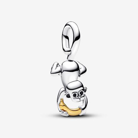 Pandora Two Tone Movable Monkey Dangle Charm