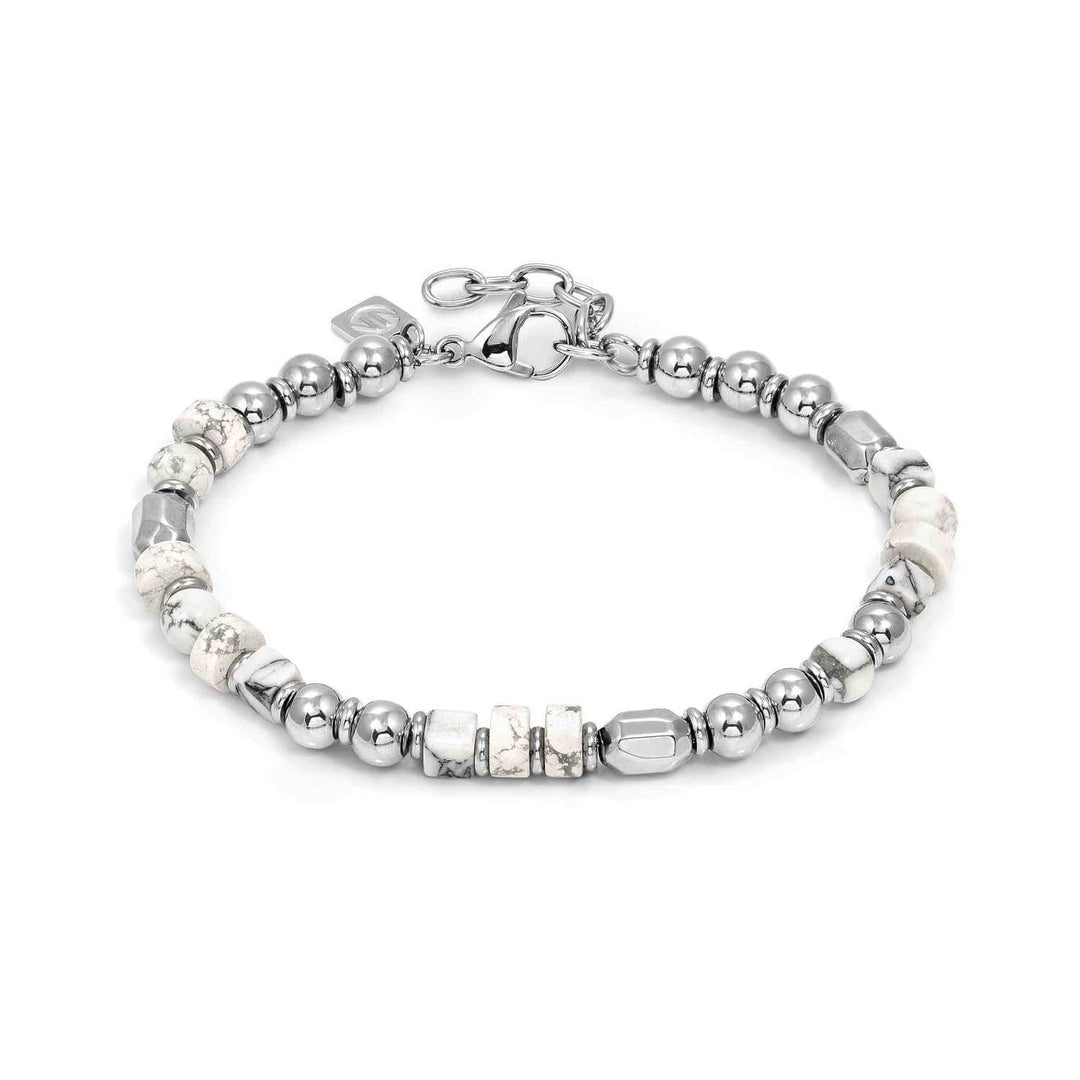 Nomination Classic Silver Steel Nuggets White & Turquoise Large Bracelet