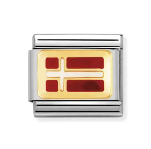 Nomination Classic 18k Gold and Enamel Denmark Flag Charm