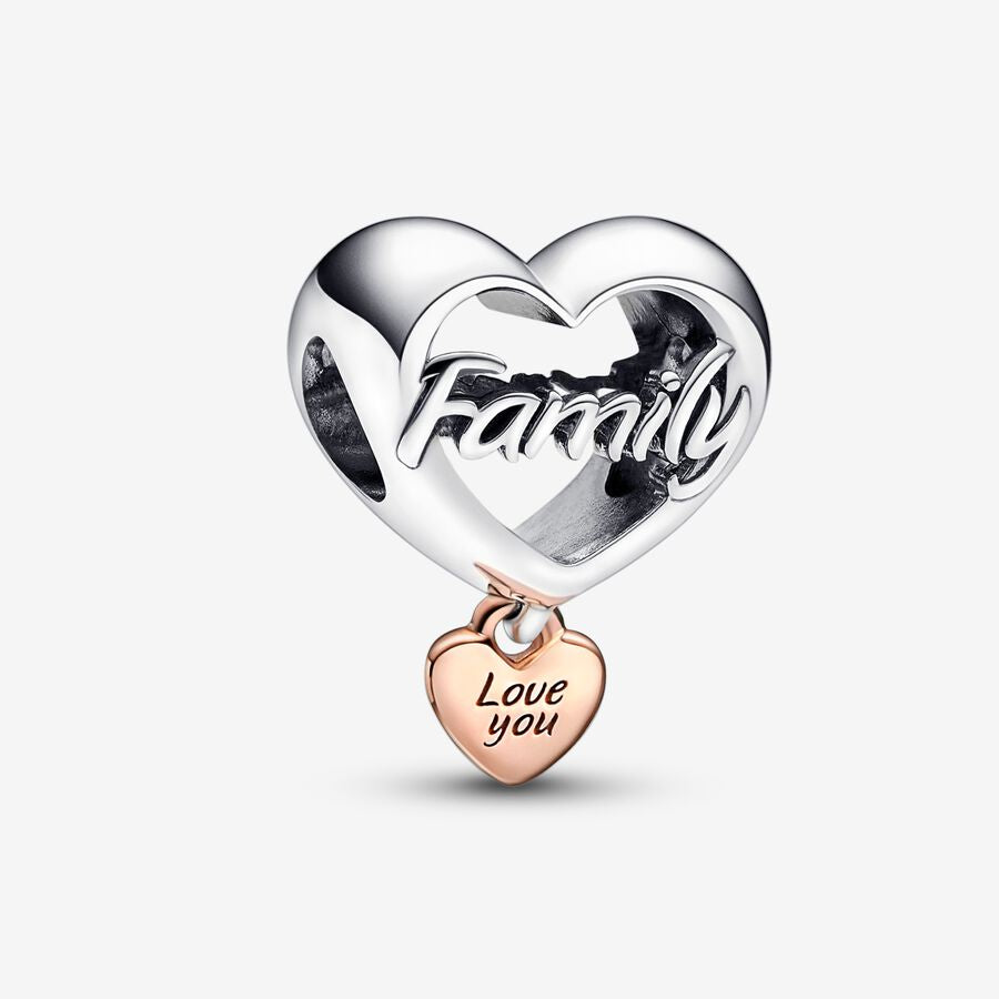 Pandora Silver Love you Family Heart Charm