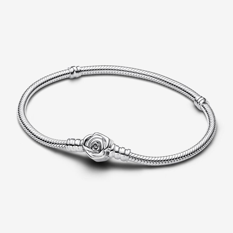 Pandora Silver Rose Clasp Snake Bracelet