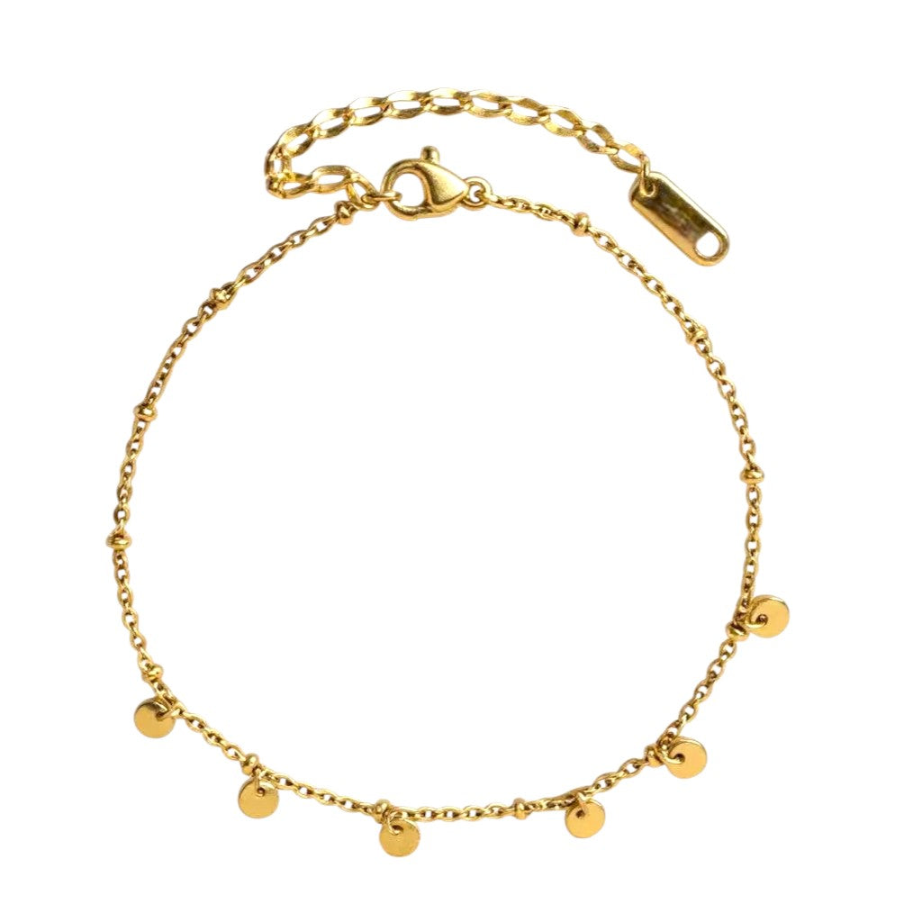 Mococo Essentials Gold Mini Disc Charm Anklet