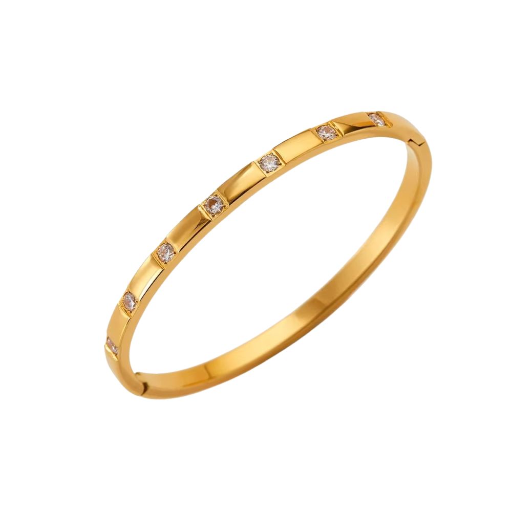 Mococo Essentials Gold CZ Stud Bangle
