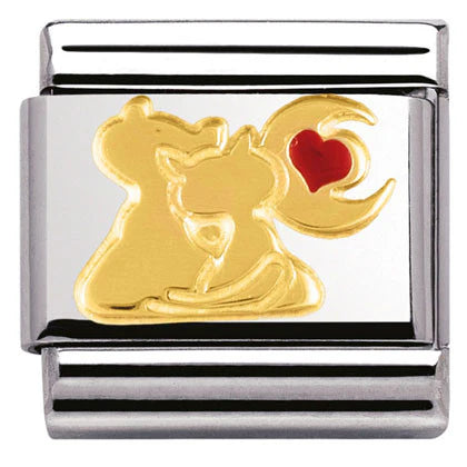 Nomination Classic Classic Gold Cats, Heart & Moon Charm