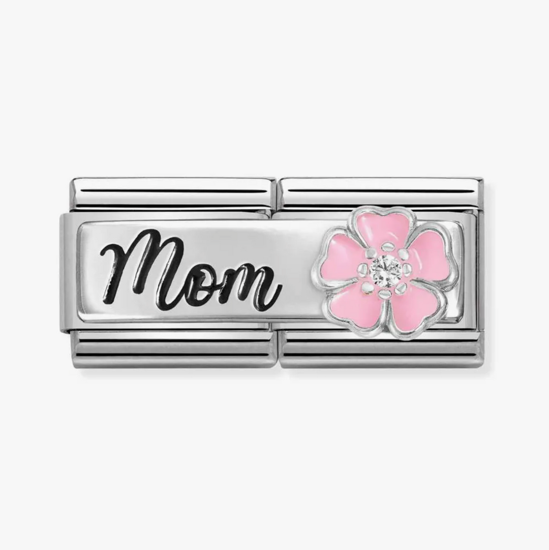 Nomination Silver Classic Pink Mom Flower Double Charm