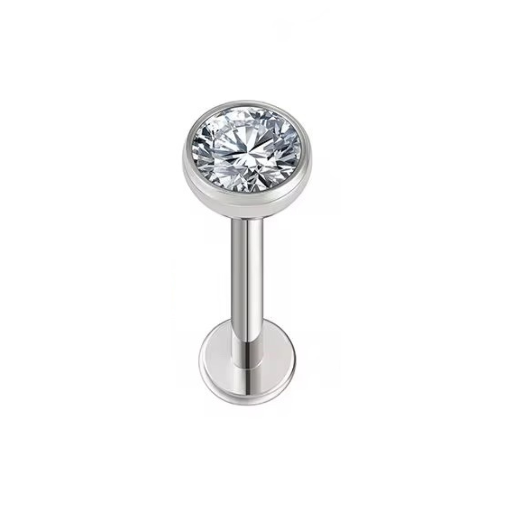 Mococo Essentials Silver Titanium Labret Classic Flatback Single Earring