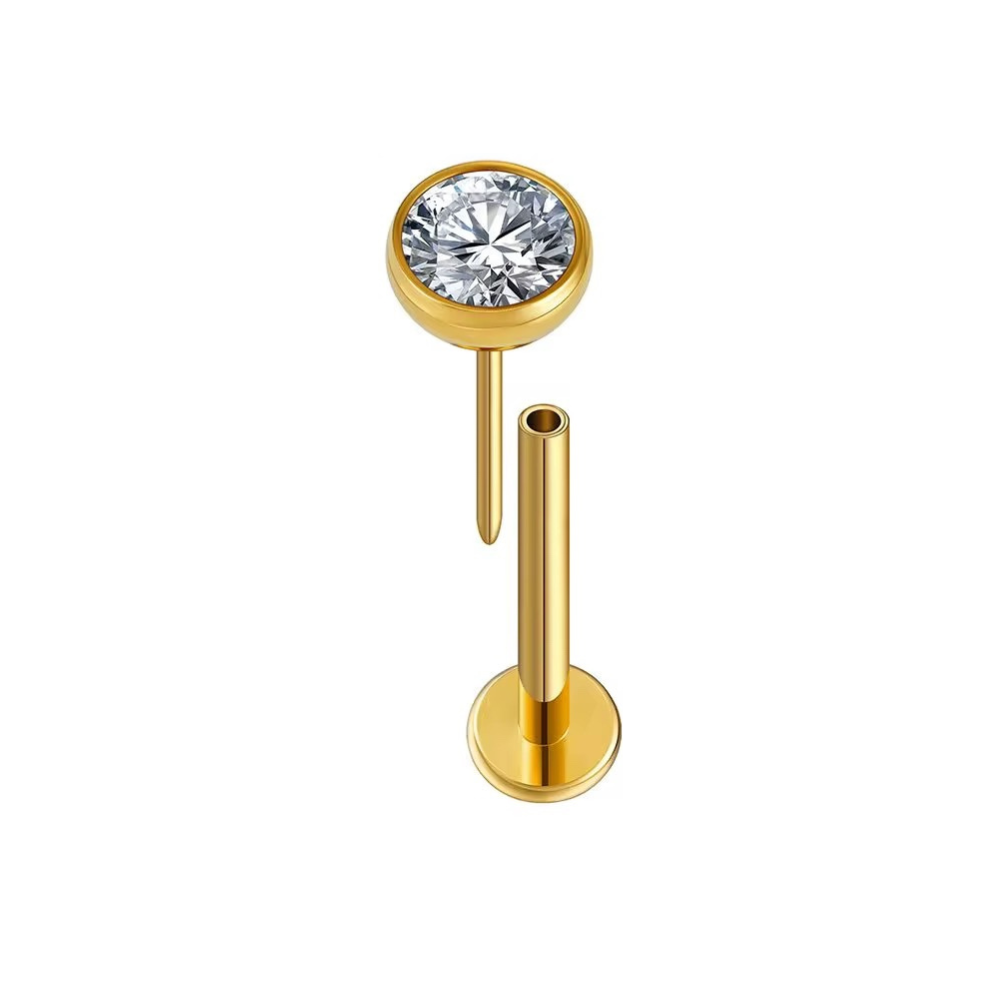 Mococo Essentials Gold Titanium Labret Classic Flatback Single Earring
