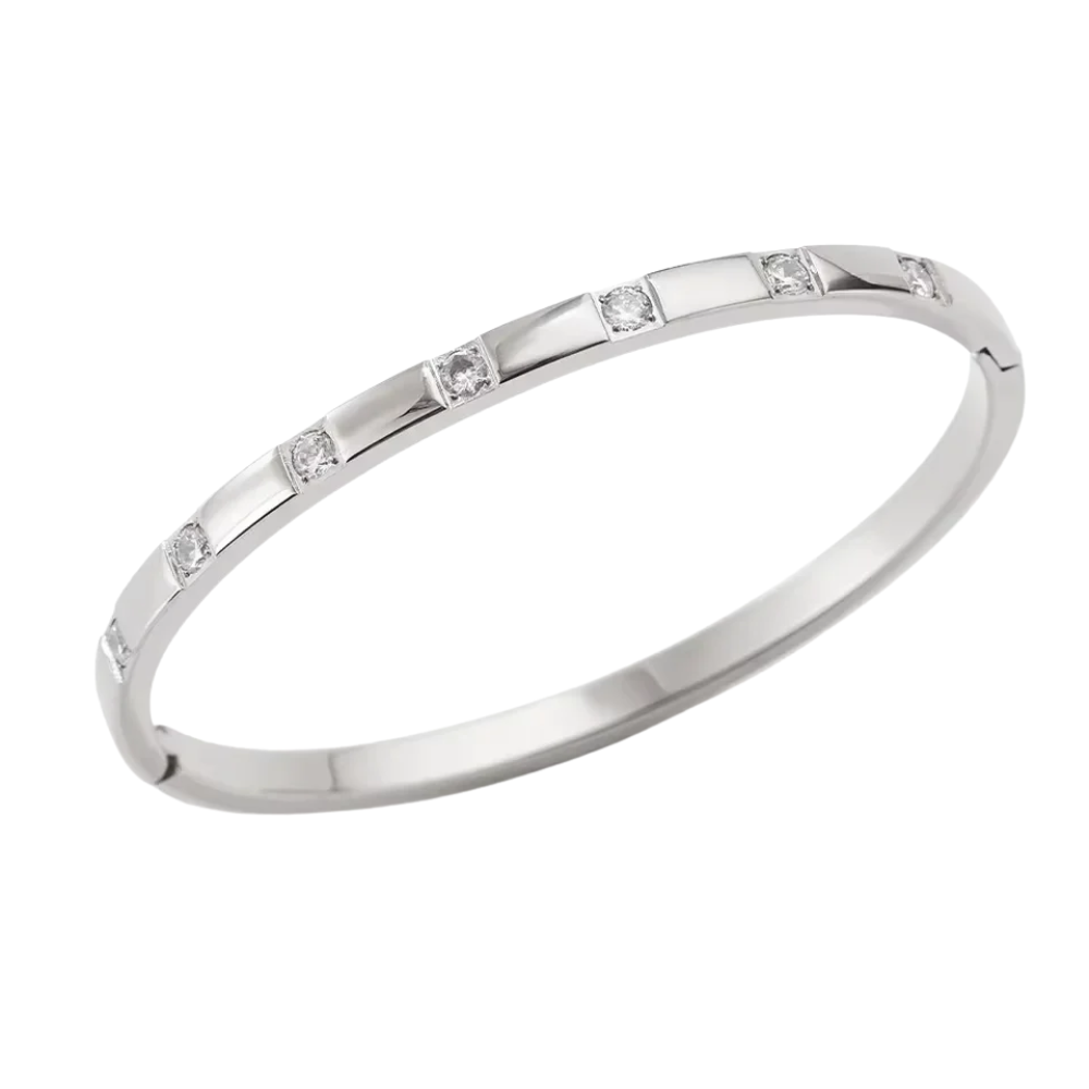 Mococo Essentials Silver CZ Stud Bangle