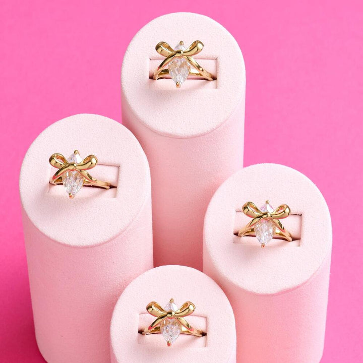 Amelia Scott Bow Ring Clear Cubic Zirconia - Gold or Silver - MococoAmelia ScottAS22TRR90M/WEBRigns