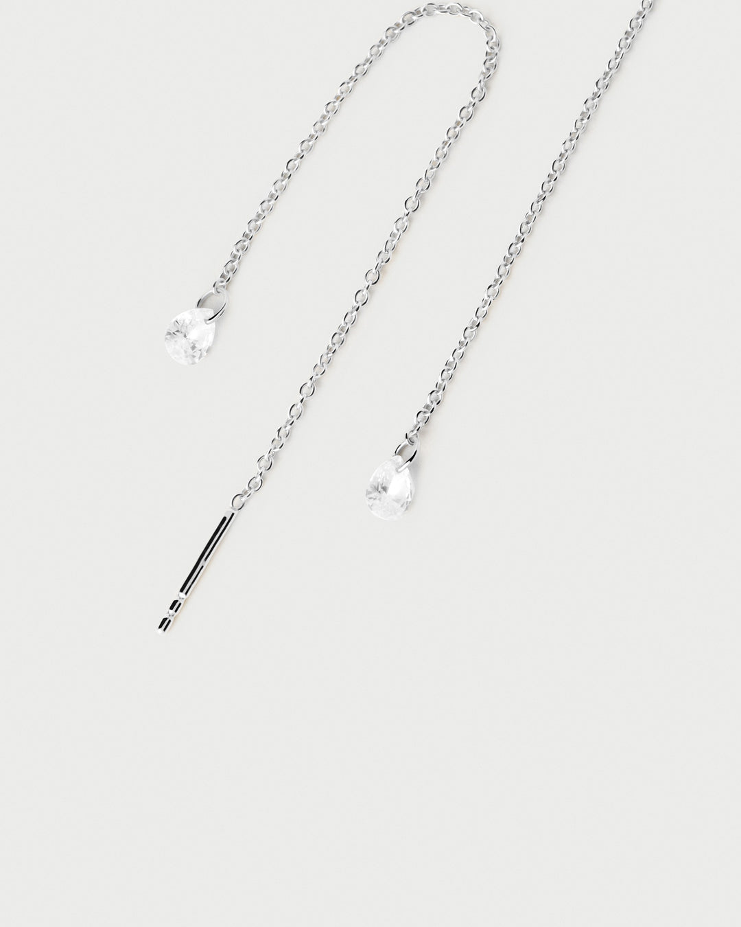 Elegant Waterfall Drop Silver Earrings with Sparkling White Zirconia Stones