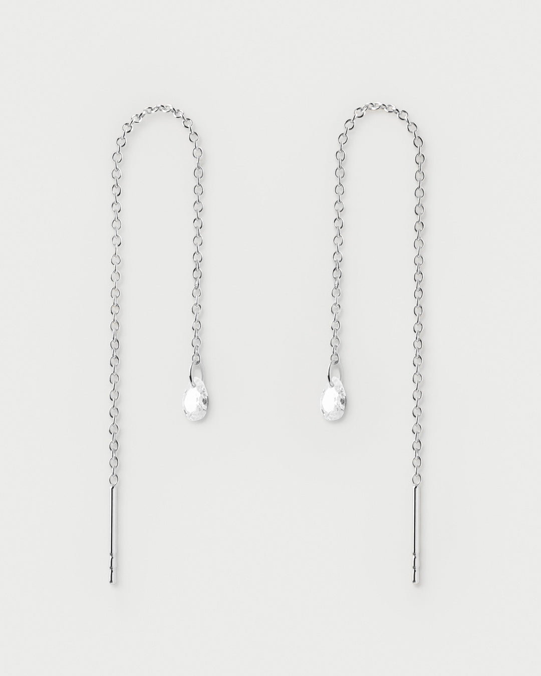 Elegant Waterfall Drop Silver Earrings with Sparkling White Zirconia Stones