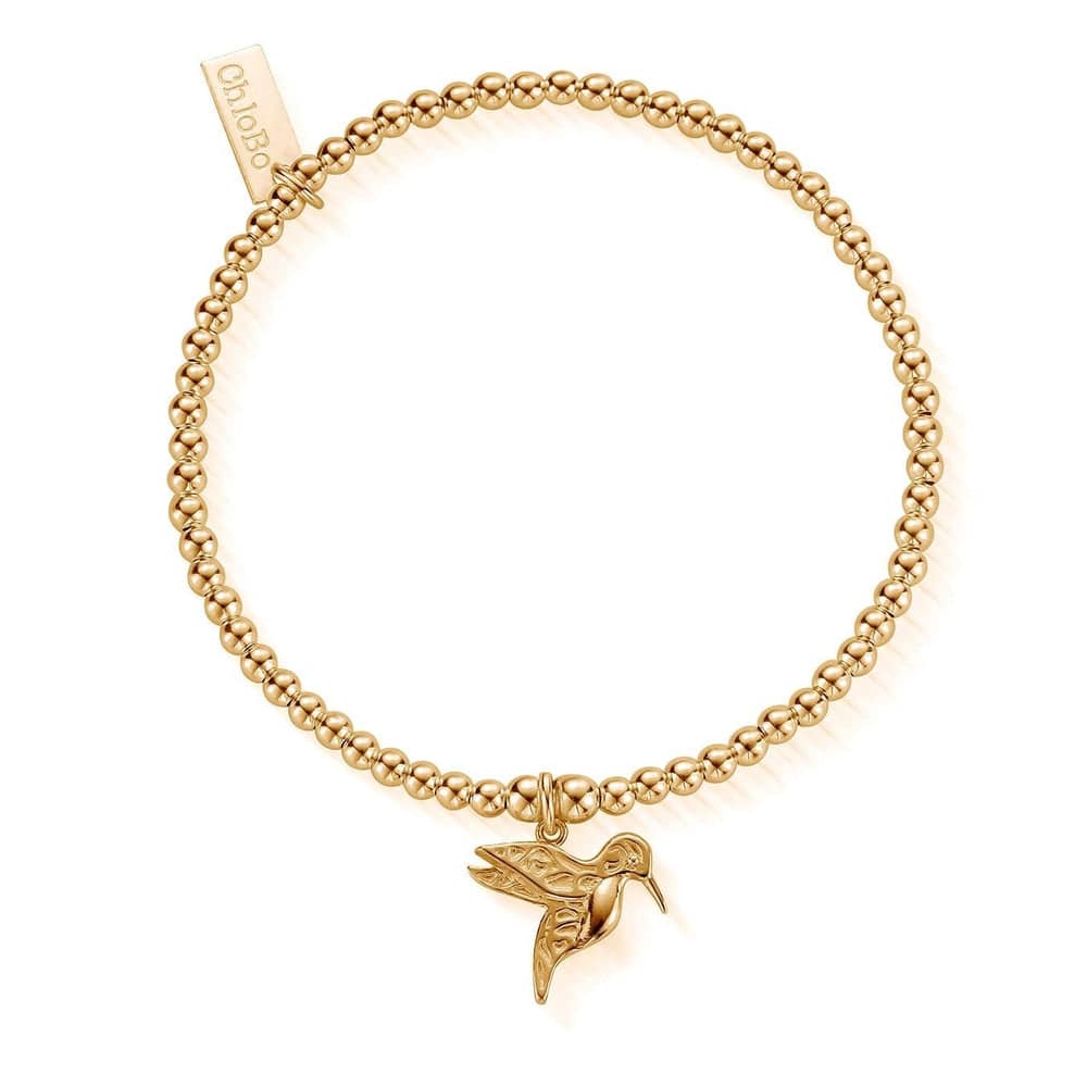 ChloBo 18CT Gold Plated Cute Charm Hummingbird Bracelet image