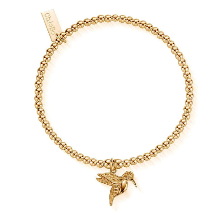 ChloBo 18CT Gold Plated Cute Charm Hummingbird Bracelet image