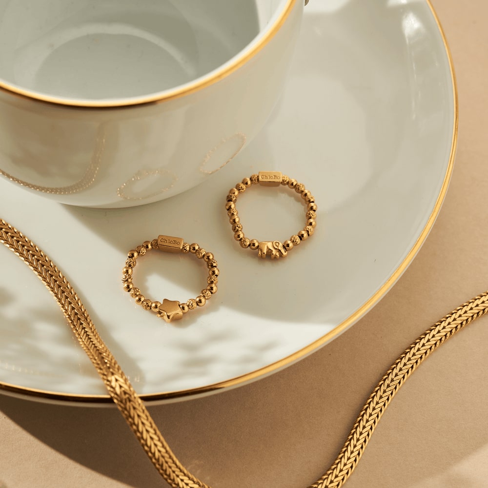 ChloBo 18CT Gold Plated Inset Star Ring image 1