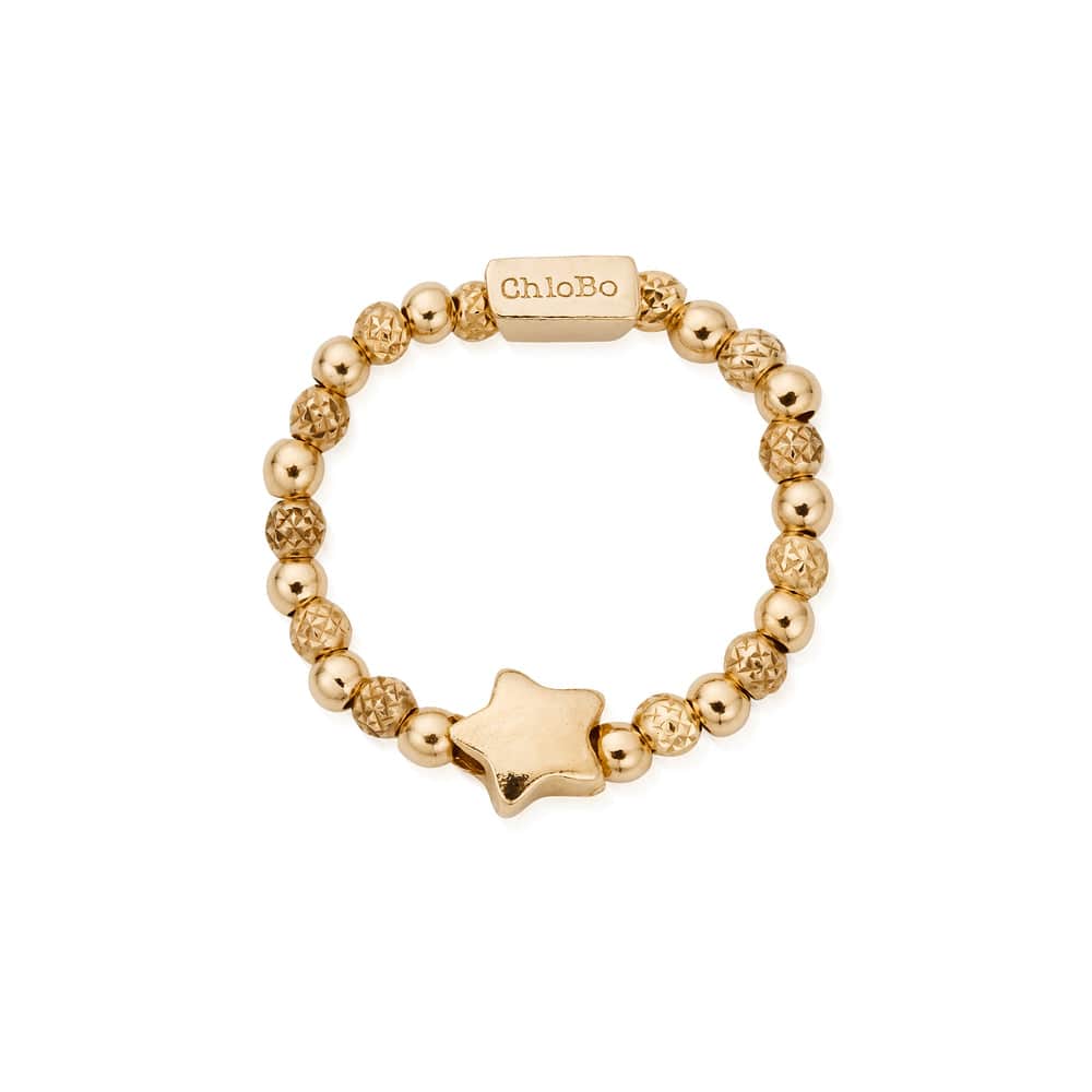 ChloBo 18CT Gold Plated Inset Star Ring image