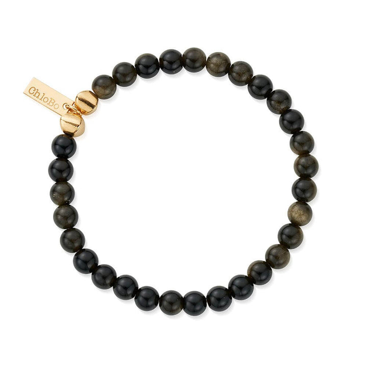 ChloBo 18CT Gold Plated Men's Obsidian Bracelet - MococoChloBoGBGOM9506398883689Bracelets