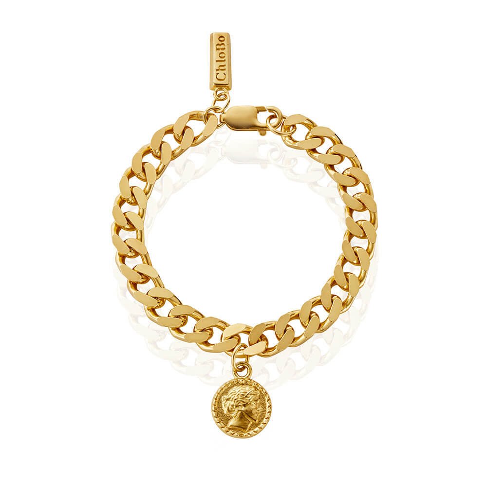 ChloBo 22CT Gold Plated Flat Curb Aphrodite Goddess Bracelet - MococoChloBoCC - G - BR - 14 - S19507231292699Bracelets
