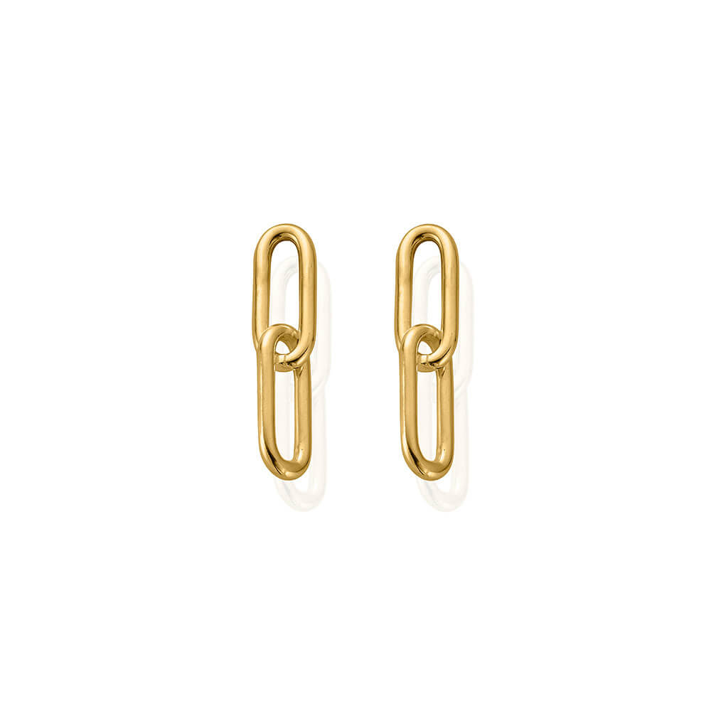 ChloBo 22CT Gold Plated Medium Two Link Earrings - MococoChloBoCC - G - ER - 4 - S19509713973713Earrings