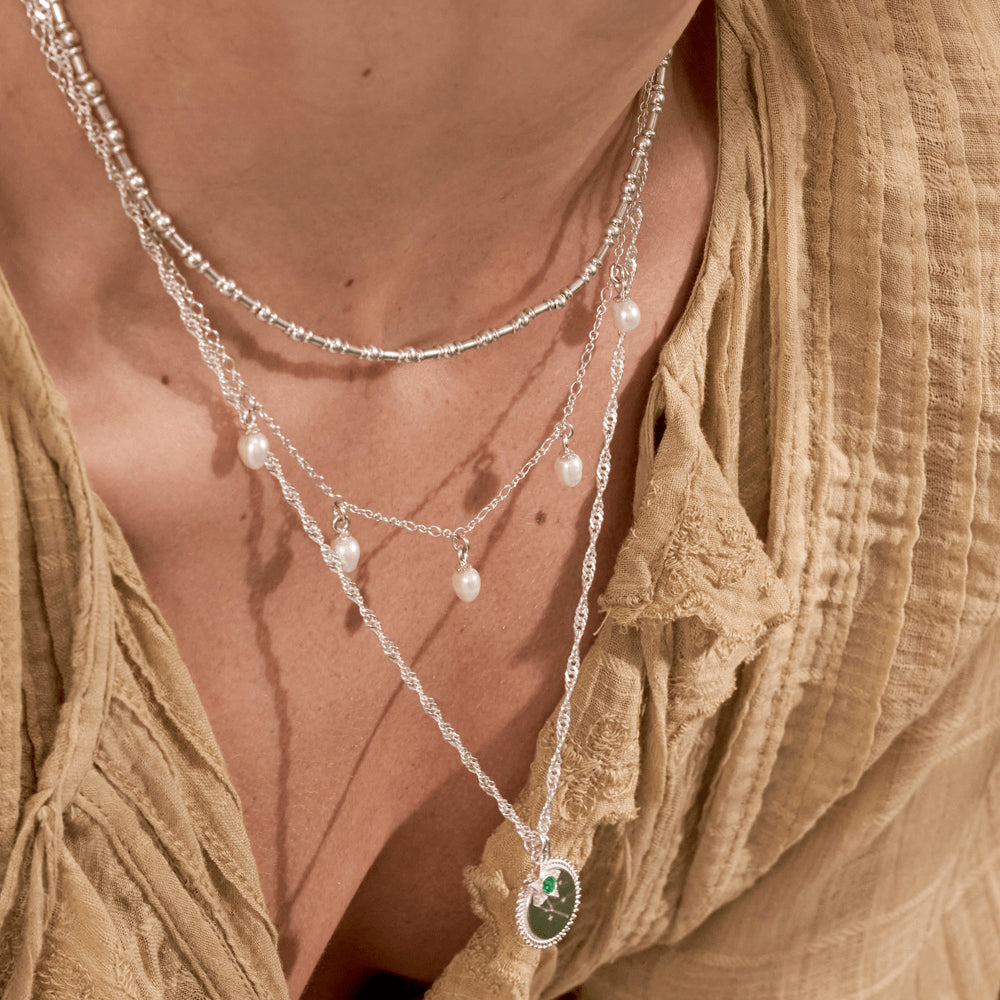 Chlobo 925 Sterling Silver Ethereal Multi Pearl Drop Necklace image 1