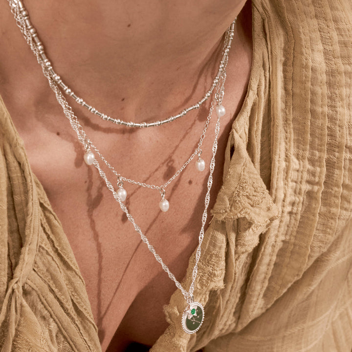 Chlobo 925 Sterling Silver Ethereal Multi Pearl Drop Necklace image 1