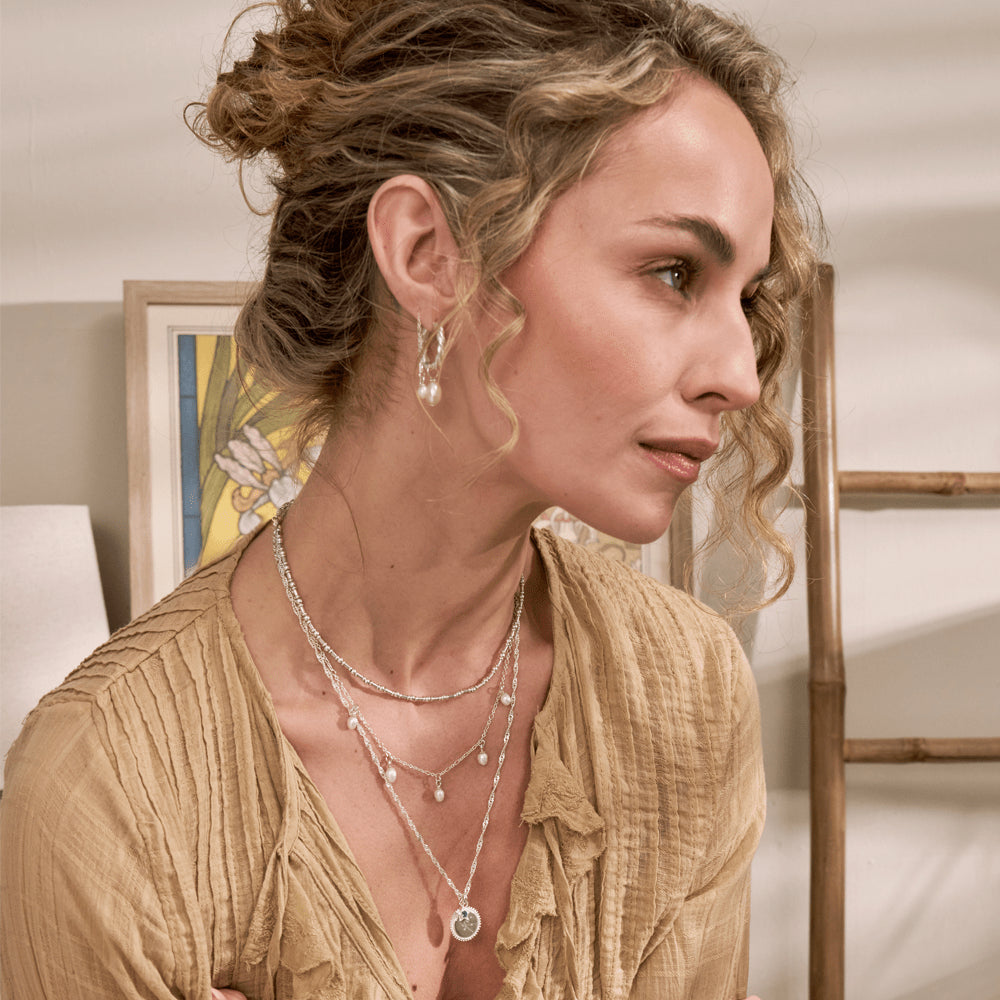 Chlobo 925 Sterling Silver Ethereal Multi Pearl Drop Necklace image 3