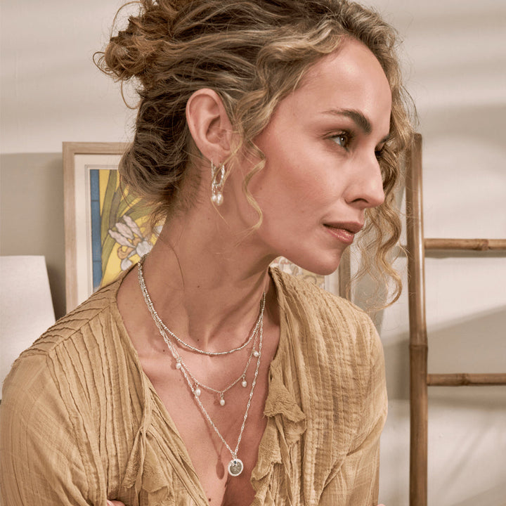 Chlobo 925 Sterling Silver Ethereal Multi Pearl Drop Necklace image 3