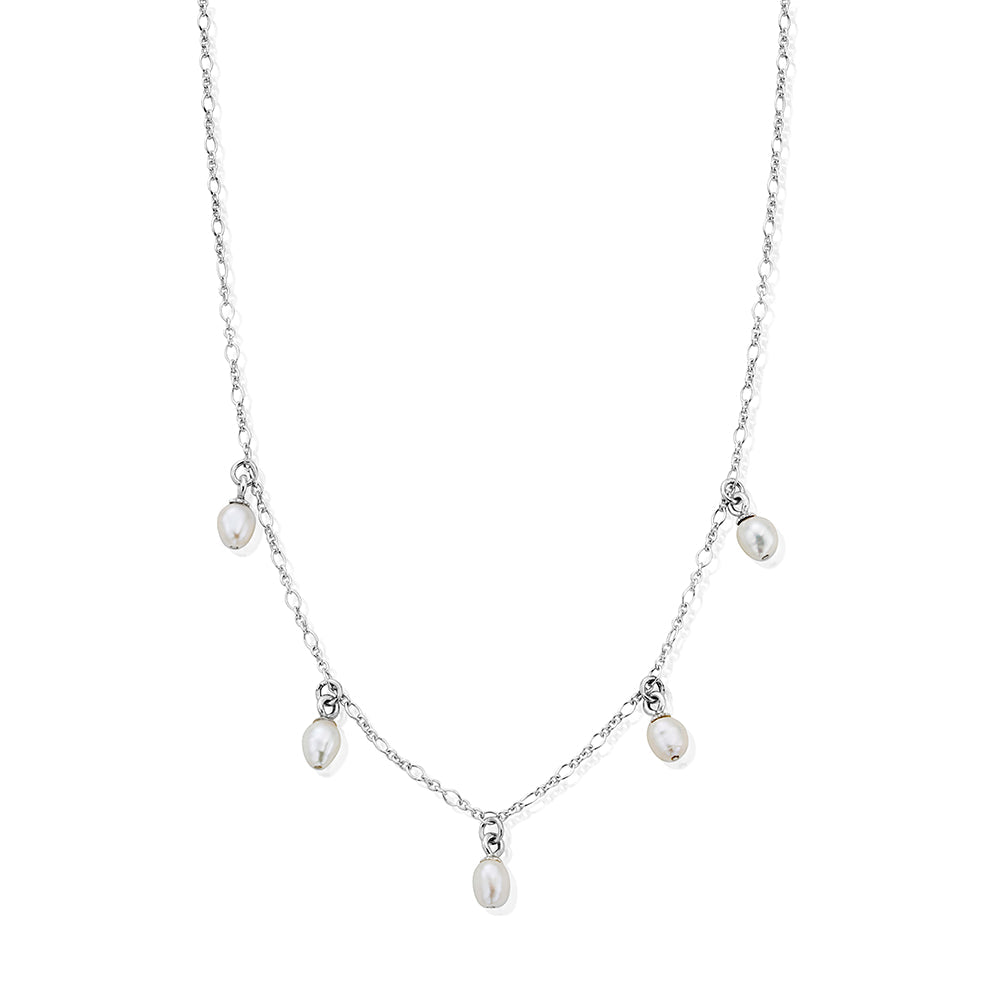Chlobo 925 Sterling Silver Ethereal Multi Pearl Drop Necklace image