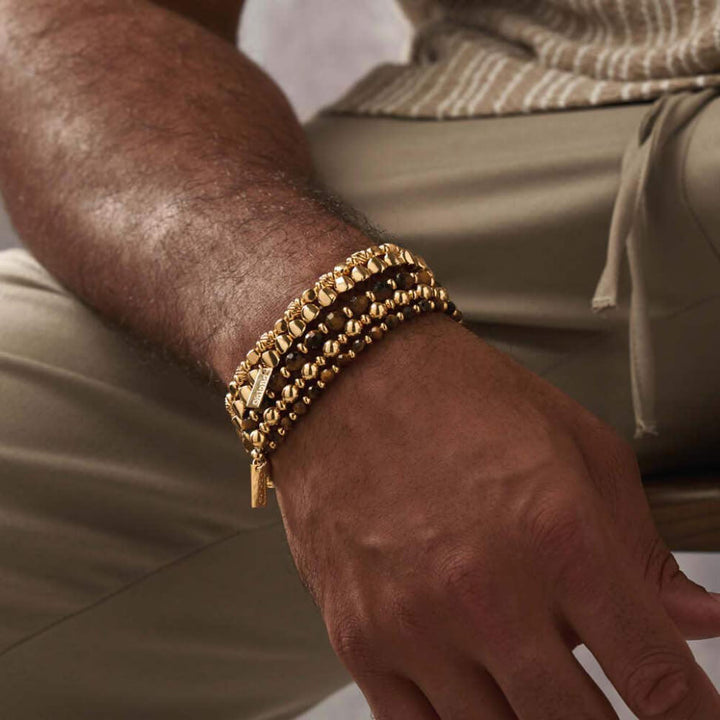 ChloBo Men's Gold Tiger's Eye Mini Disc Bracelet - MococoChloBoGBTEMDM754169352387Bracelets