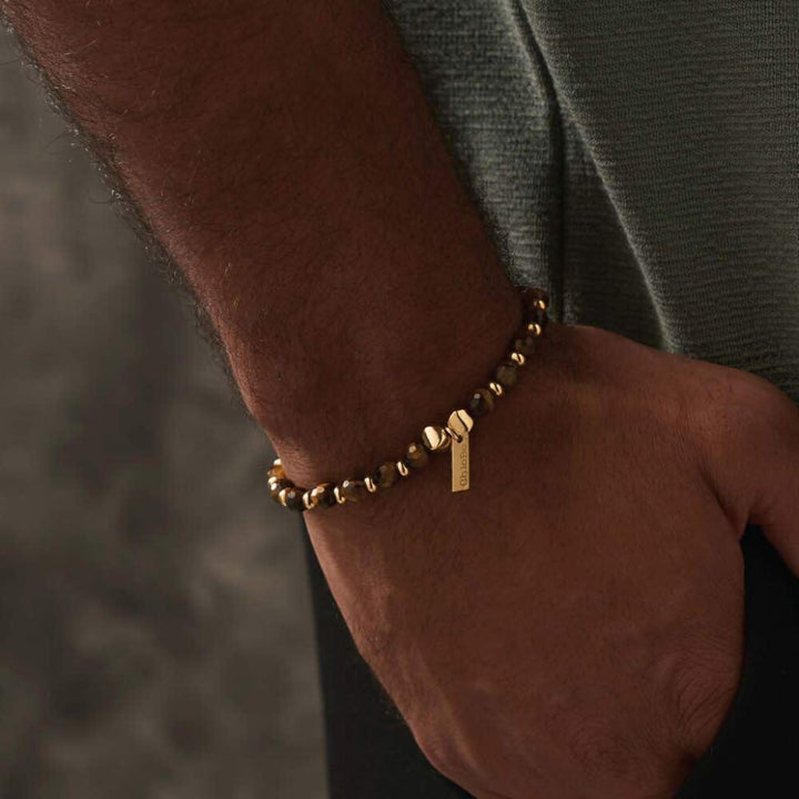ChloBo Men's Gold Tiger's Eye Slim Round Bracelet - MococoChloBoGBTESLMRM5060436644242Bracelets