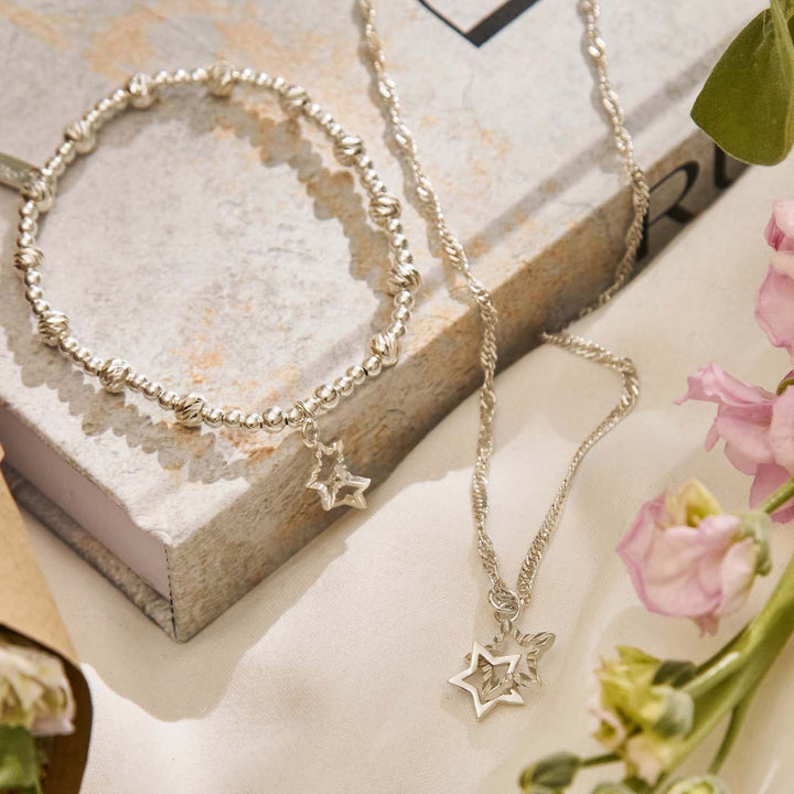 ChloBo Silver Twisted Rope Chain Interlocking Star Necklace - MococoChloBoSNTR34409502788285491Necklaces
