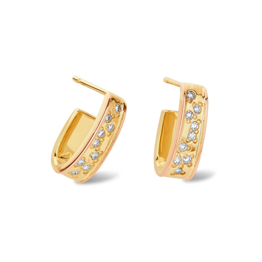Clogau Cariad Sparkle Gold and Diamond Half - Hoop Earrings - MococoClogauCCBE015051537361367Earrings