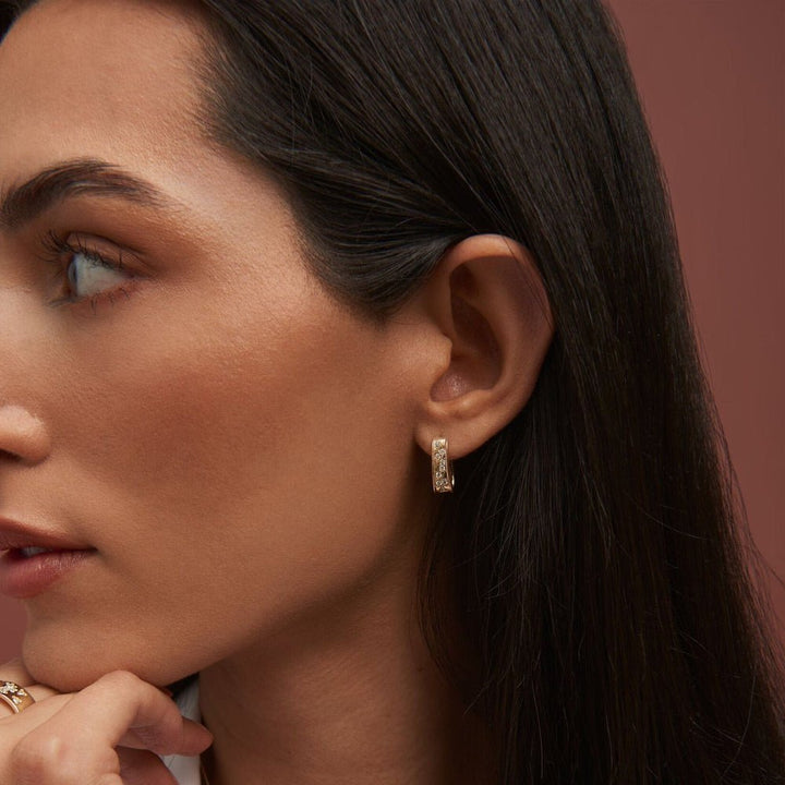 Clogau Cariad Sparkle Gold and Diamond Half - Hoop Earrings - MococoClogauCCBE015051537361367Earrings