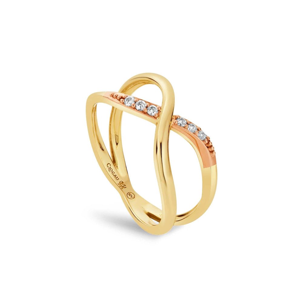 Clogau Kiss Gold and Diamond Ring - MococoClogauCGKDR - J5051537332138Rings