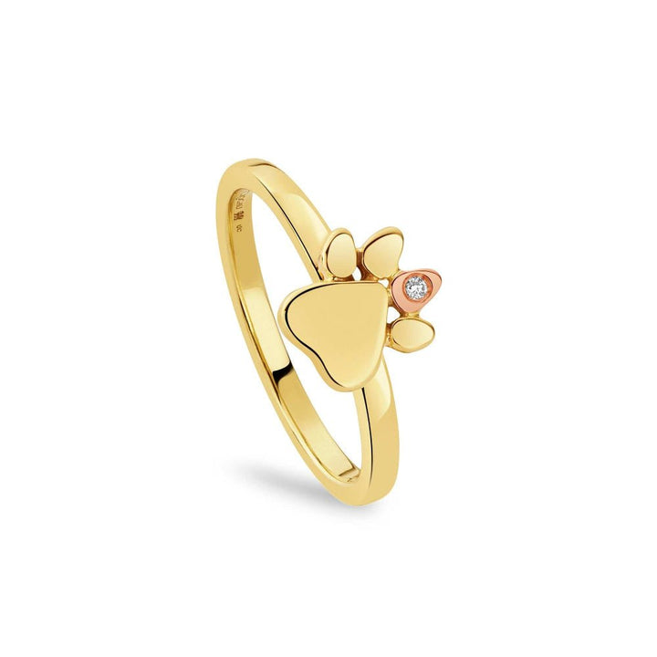 Clogau Paw Prints on My Heart Gold and Diamond Stacking Ring - MococoClogauGPWP0363 - J5051537380542Rings